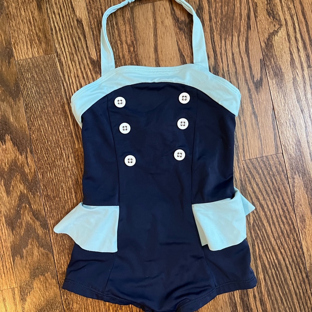 Janie & Jack 3T Kids Navy and Light Blue Sailor Swimsuit